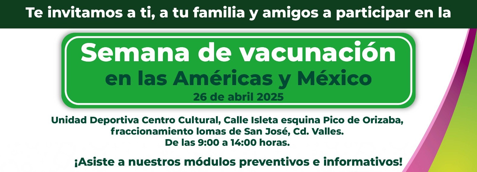 INVITAN A PARTICIPAR EN LA SEMANA DE VACUNACIÓN EN LAS AMÉRICAS Y MÉXICO 2025